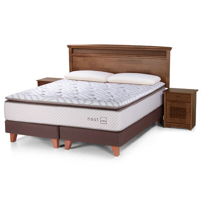 Cama Europea 2 Plazas Div Nest + Set Maderas Veneto + Almohada