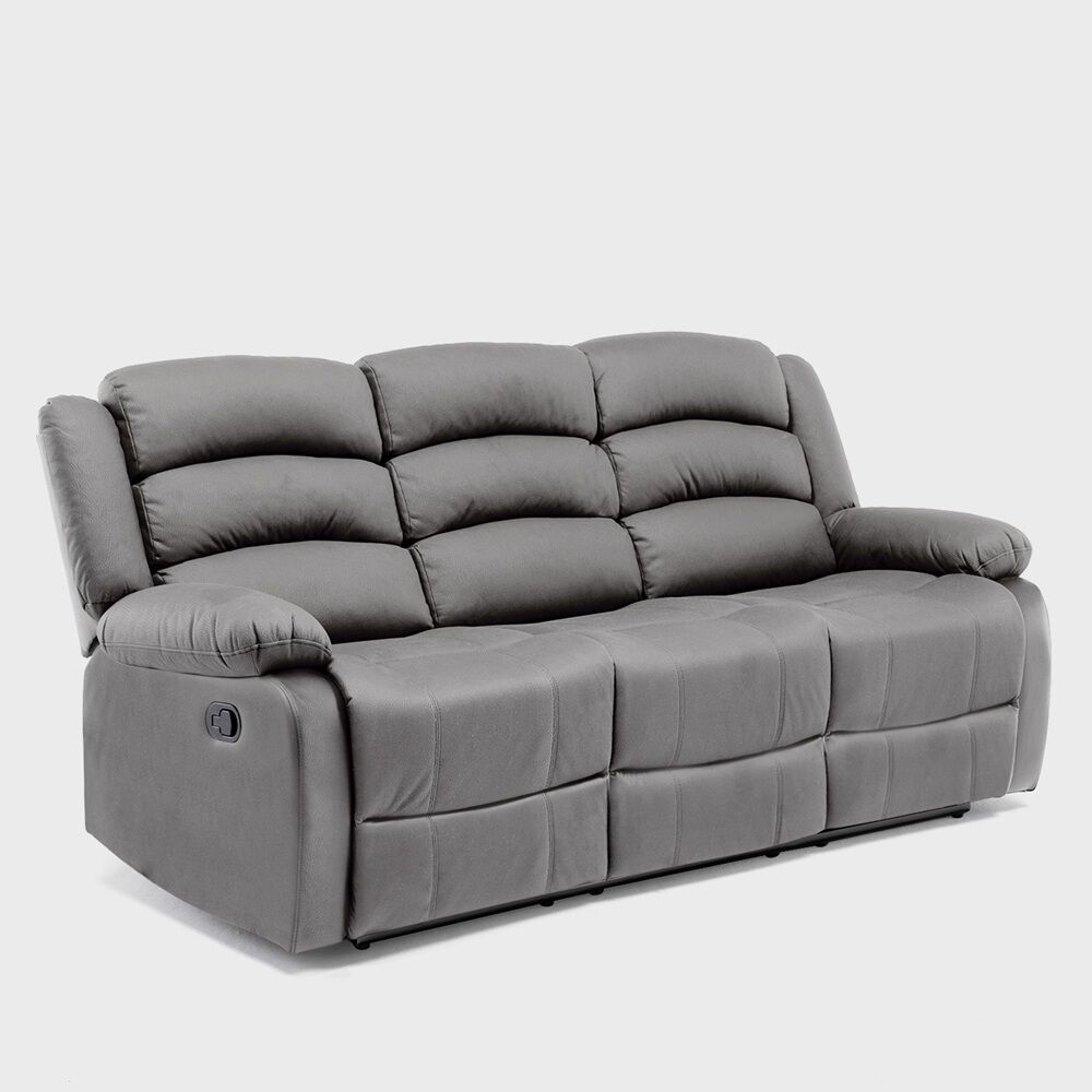 Sofá Reclinable Daniels New Praga 3 Cuerpos Gris