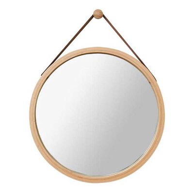 Espejo Madera Vgo con Correa Circular 35 cm Beige