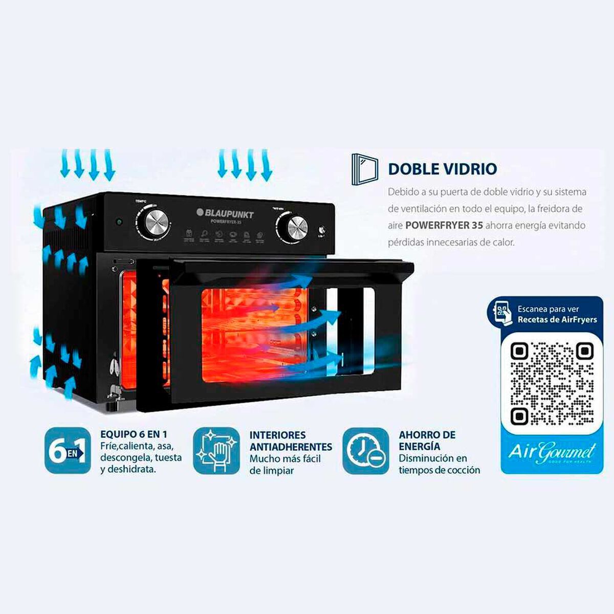 Freidora de Aire Blaupunkt Powerfryer 35 lts.