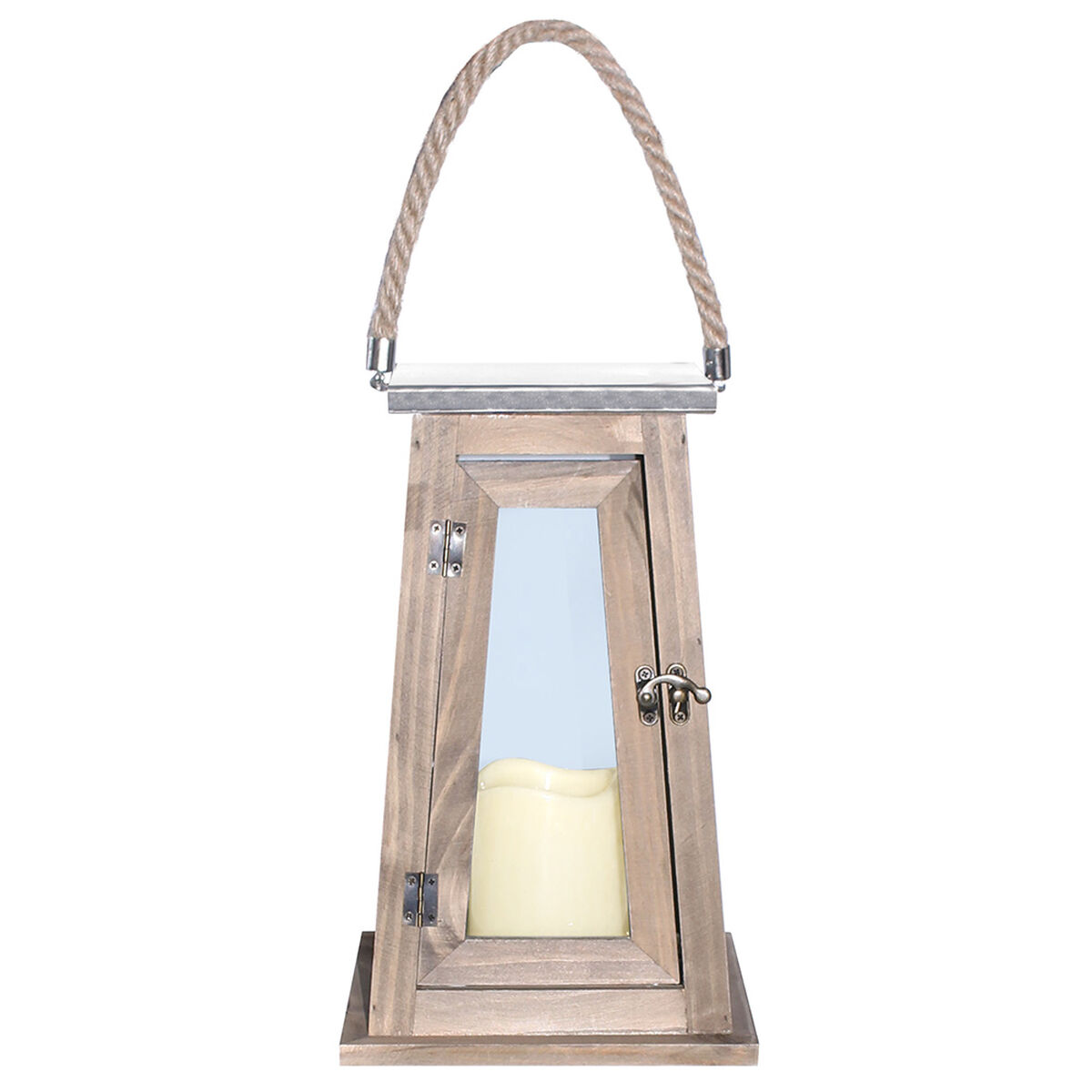 Fanal Madera Con Vela Led