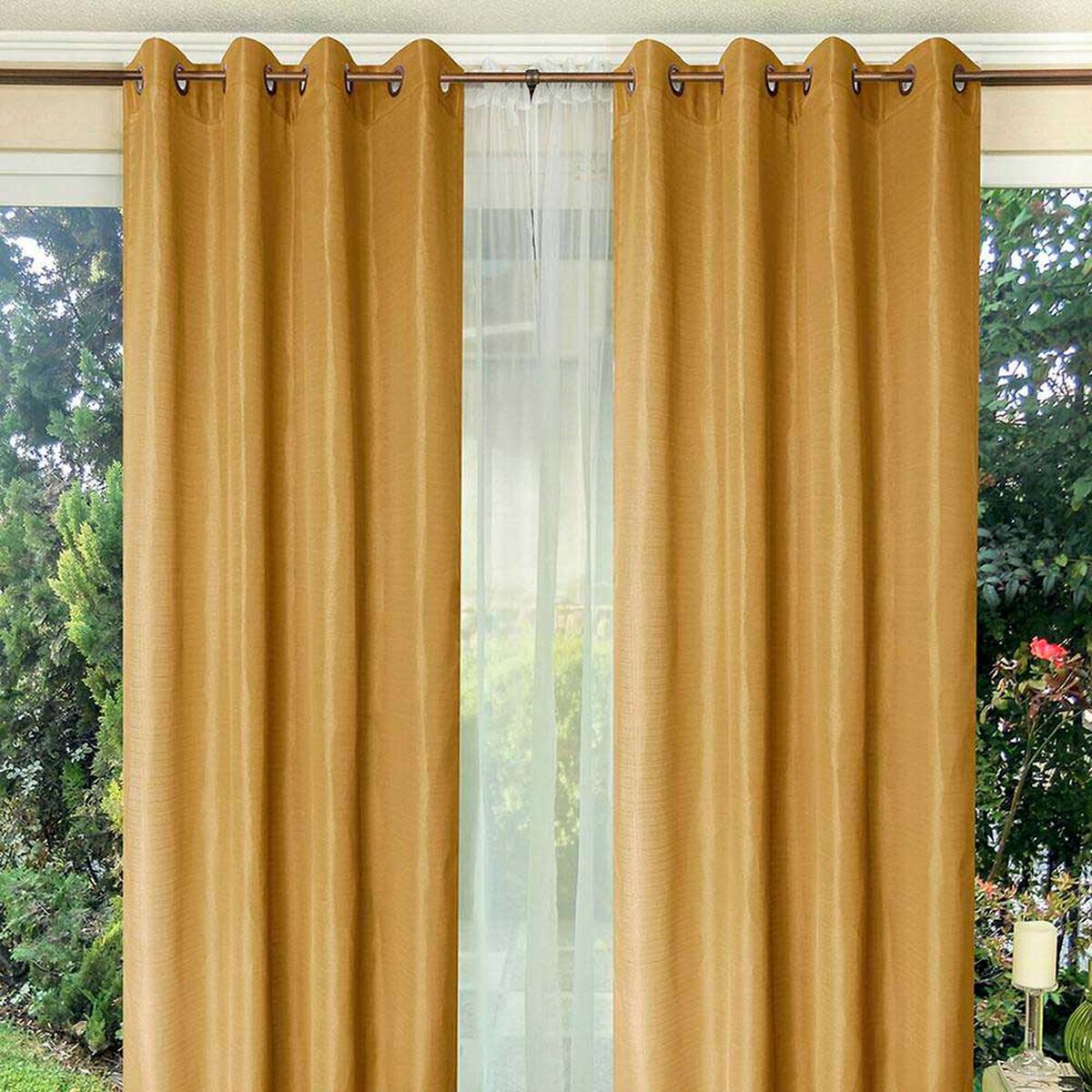Combo Cortinas Doral Tabatha 220 x 140 cm Mostaza