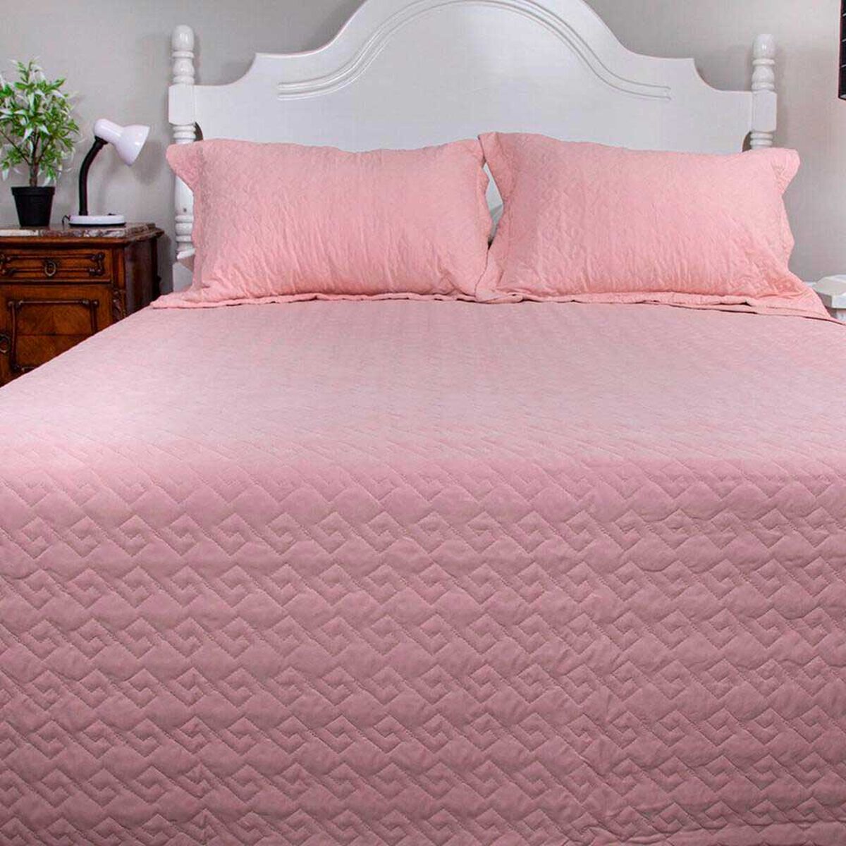 Quilt Doral King Rosa Pastel  Velvety