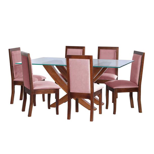 Juego de Comedor Latam Home Alicante 6 Sillas Palo Rosa