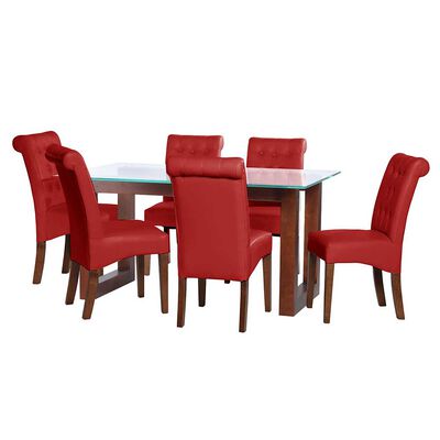 Juego de Comedor Latam Home Pamplona Cadiz 6 Sillas Velvet Turquesa
