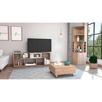 Combo Bar Esquinero + Rack Extensible TV40 + Mesa de Centro TuHome Beijing Rovere