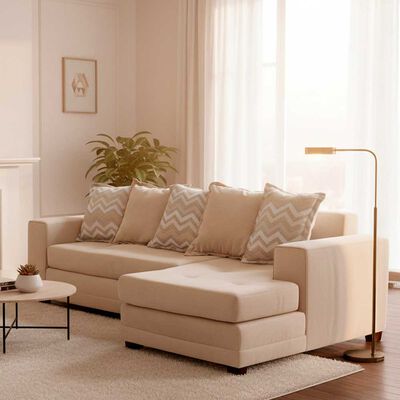 Sof&aacute; Seccional Derecho Living Factory Milan 3 Cuerpos Beige