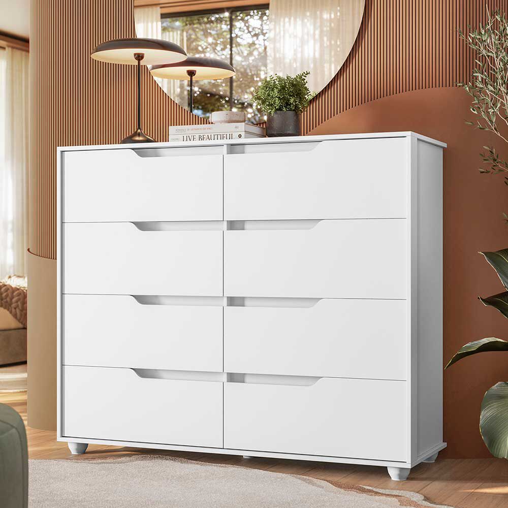 Cómoda Vekkahome Doble Evo 8 Cajones Blanco