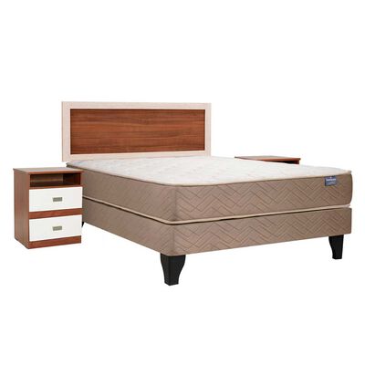 Cama Europea Celta 2 Plazas Bamboo + Respaldo + 2 Veladores