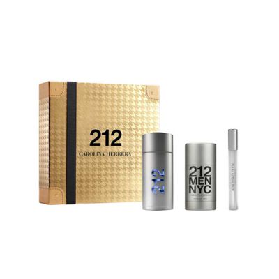 Set Perfume Carolina Herrera Hombre 212 Men NYC EDT 100 ml + Desodorante Stick 75 ml + EDT 10 ml