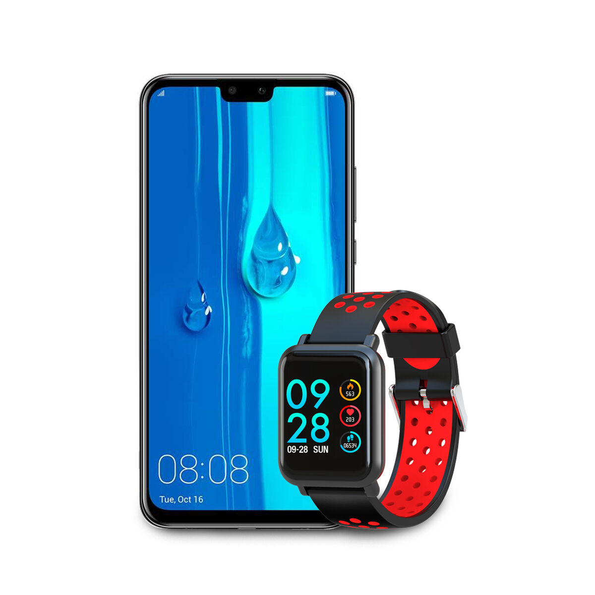 Huawei Y9 2019 6.5" + Smartwatch Lhotse SW55 Rojo