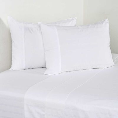 Juego de Sábanas CannonKing 500 Hilos Dobby Thin White