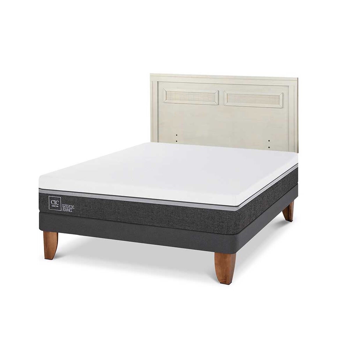 Cama Europea CIC 2 Plazas Ortopedic Advance + Respaldo Milan Alpino