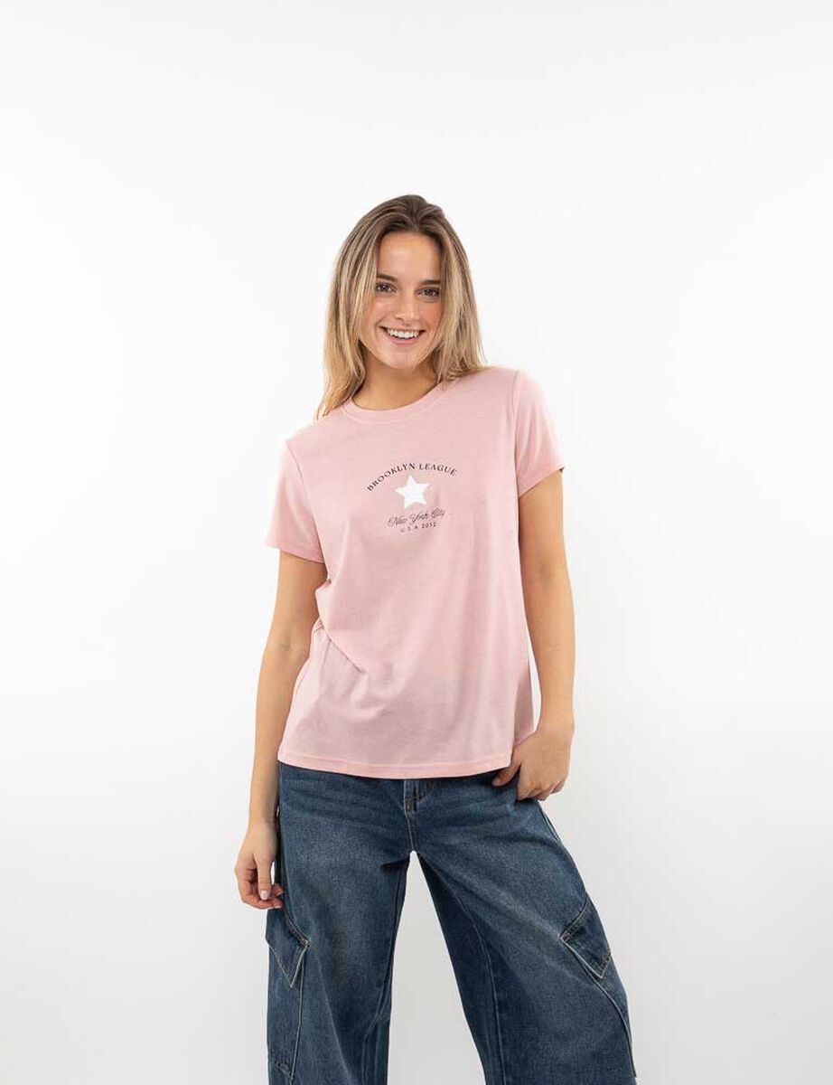 Polera Con Estampado Manga Corta Mujer Icono