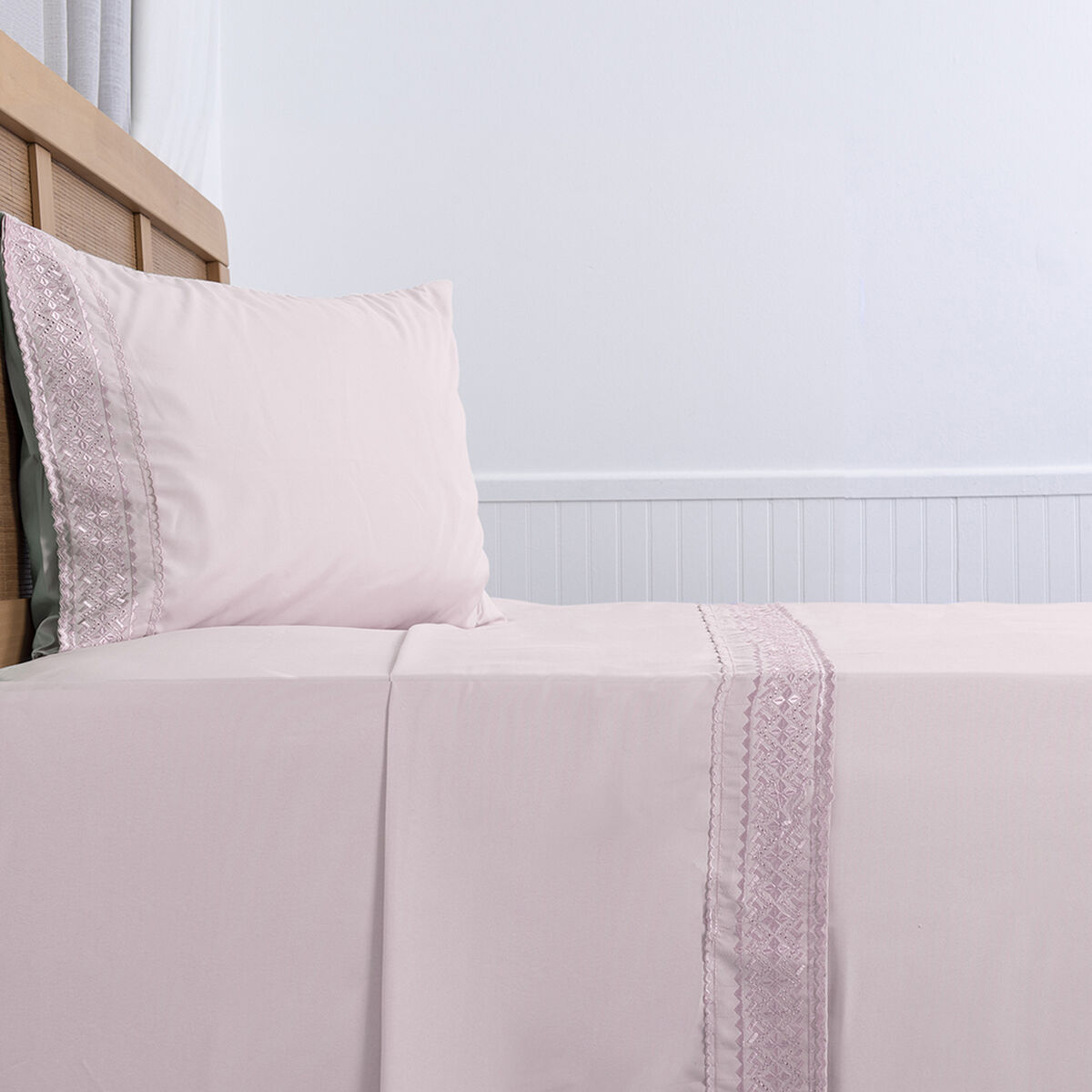 Juego de Sábanas Plumetti 1,5 Plazas Estampado Rosado