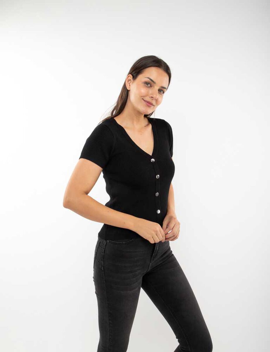 Polera Botones Manga Corta Mujer Zibel