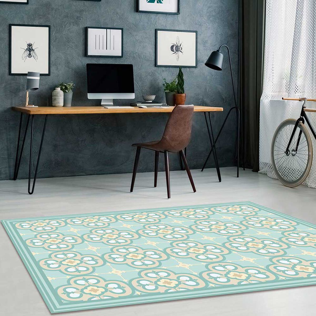 Alfombra Davanti Flor Arabe Turquesa 140 x180 Flor Arabe Turquesa