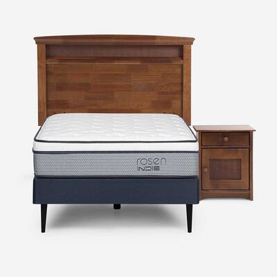 Cama Europea Rosen 1 Plaza Indie + Respaldo + Velador Veneto