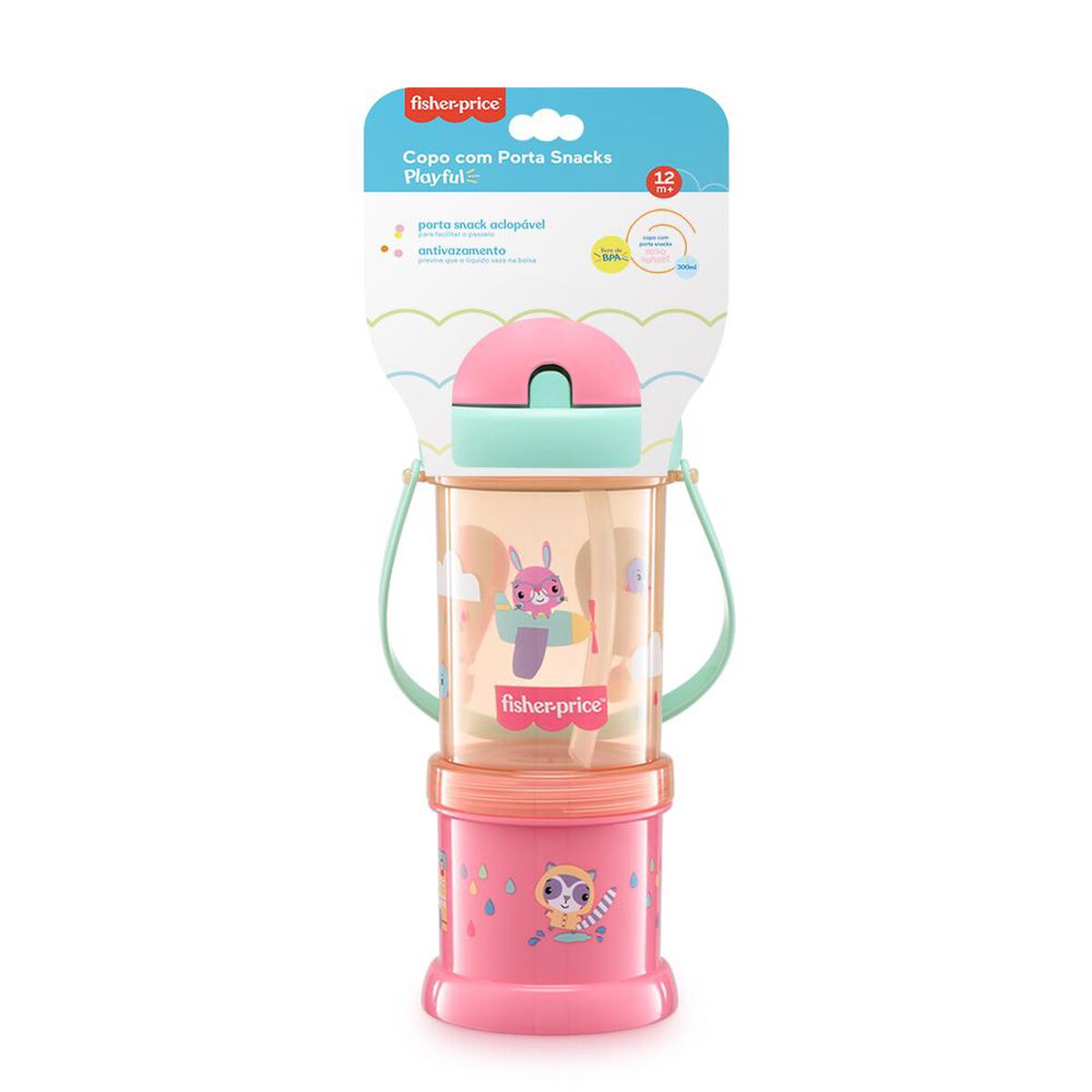 Vaso Porta Snack Playfyl Sunset Rosa Fisher Price