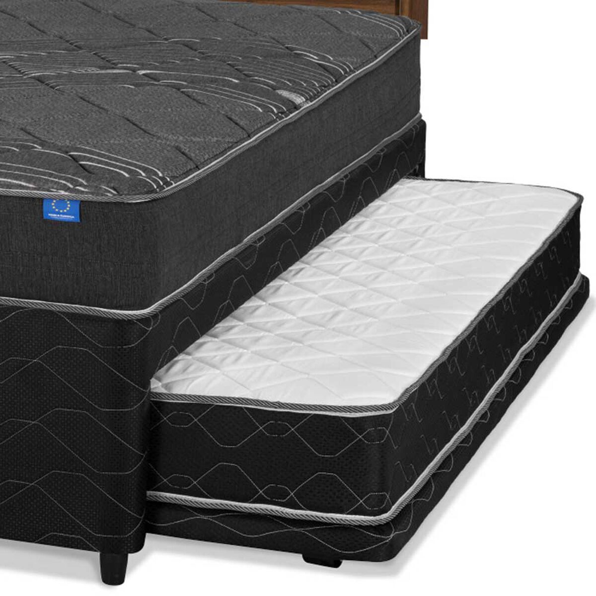 Cama Nido Flex 1,5 Plazas Black + Respaldo +  Velador Asturias
