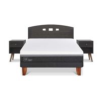 Cama Europea CIC 2 Plazas Ortopedic Advance + Respaldo + 2 Veladores Gales