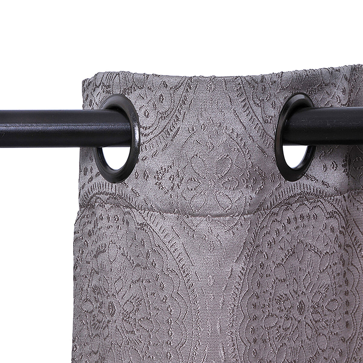 Set Cortinas Mashini Jaquard Argolla Mandala Taupe 140 x 220 cm
