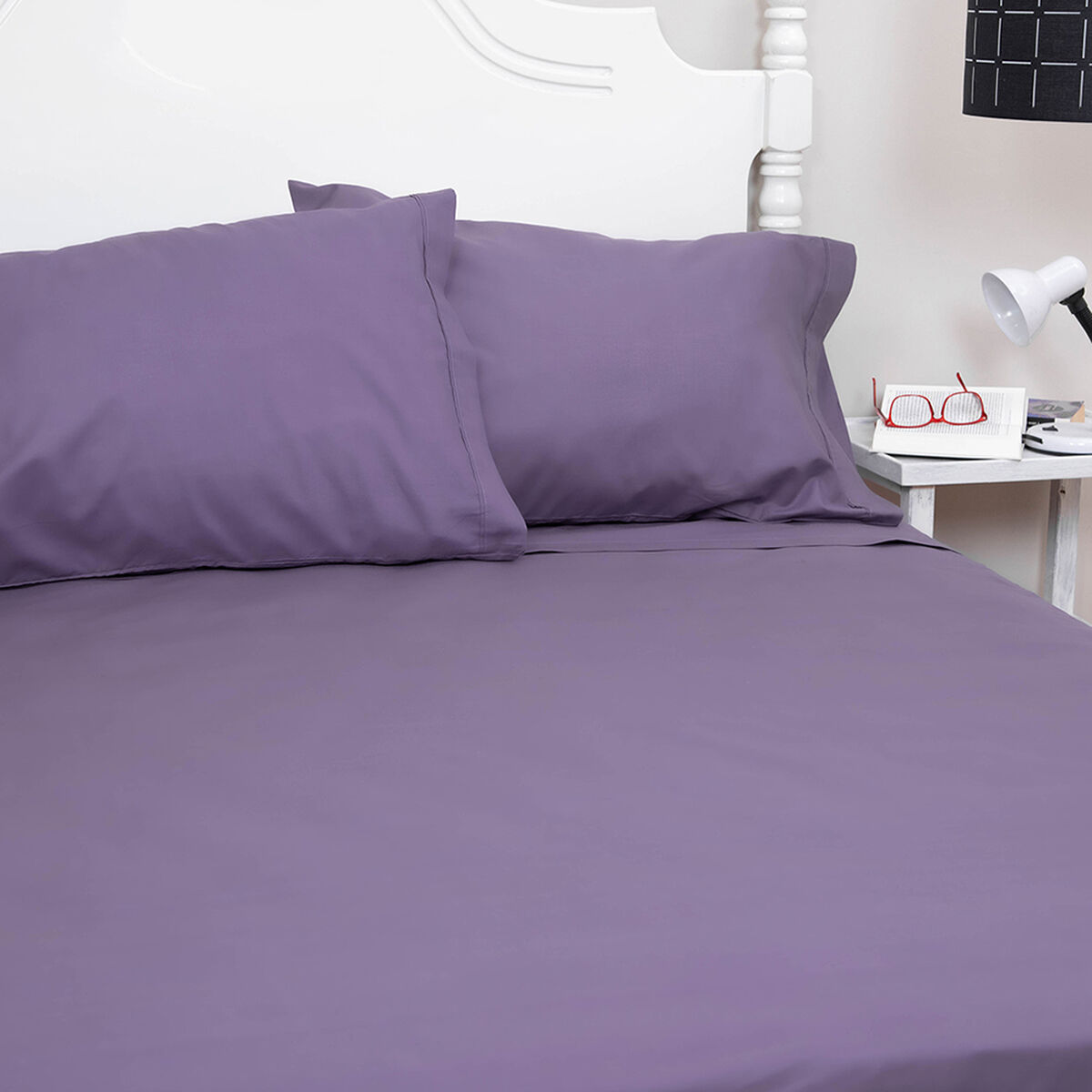 Juego de S&aacute;banas Doral 144 Hilos King Color Vivo 144 Hilos  Purpura