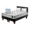 Cama Europea Latam Home Base Dividida 2 Plazas Cannon + 2 Almohadas + Sábanas + Respaldo Tela Negro