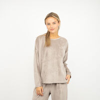 Pijama Polar Mujer Zibel Beige, Ciruela