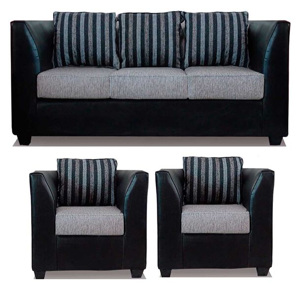 Juego de Living Elegant Detail Valentino Sofá 3 Cuerpos + Dos Sillones 1 Cuerpo Gris Plata