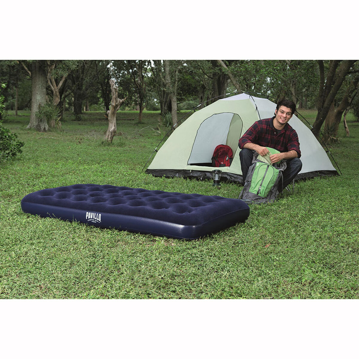 Colchón Inflable Bestway Camping Azul Twin 1 Plaza