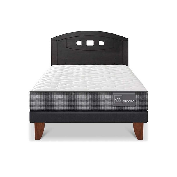 Cama Europea CIC 1,5 Plazas Anatomic + Respaldo Gales Negro
