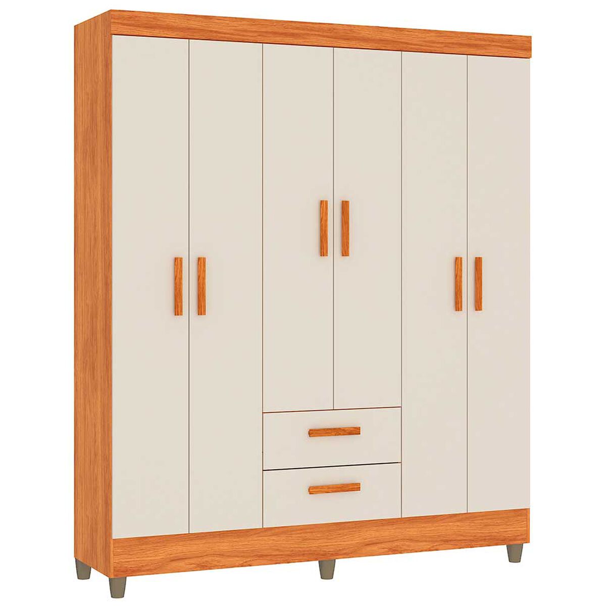 Closet Di Poretti Design Lite 6 Puertas 2 Cajones Café Blanco