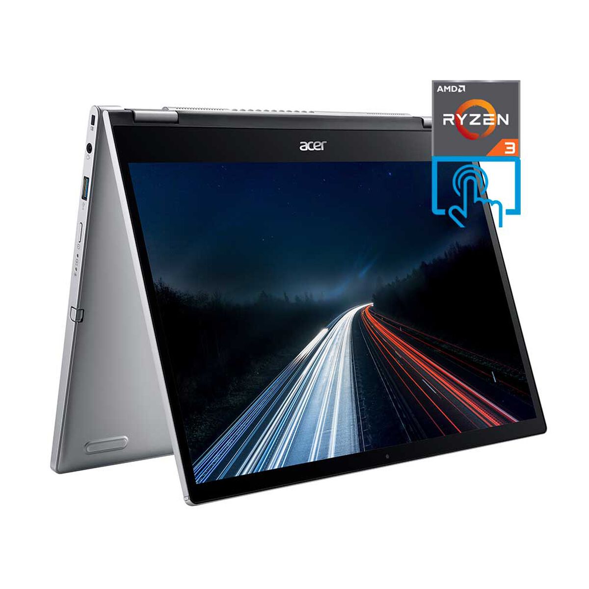 Notebook Acer SP314-21-R5K2 Ryzen 3 4GB 256GB SSD 14" Touch