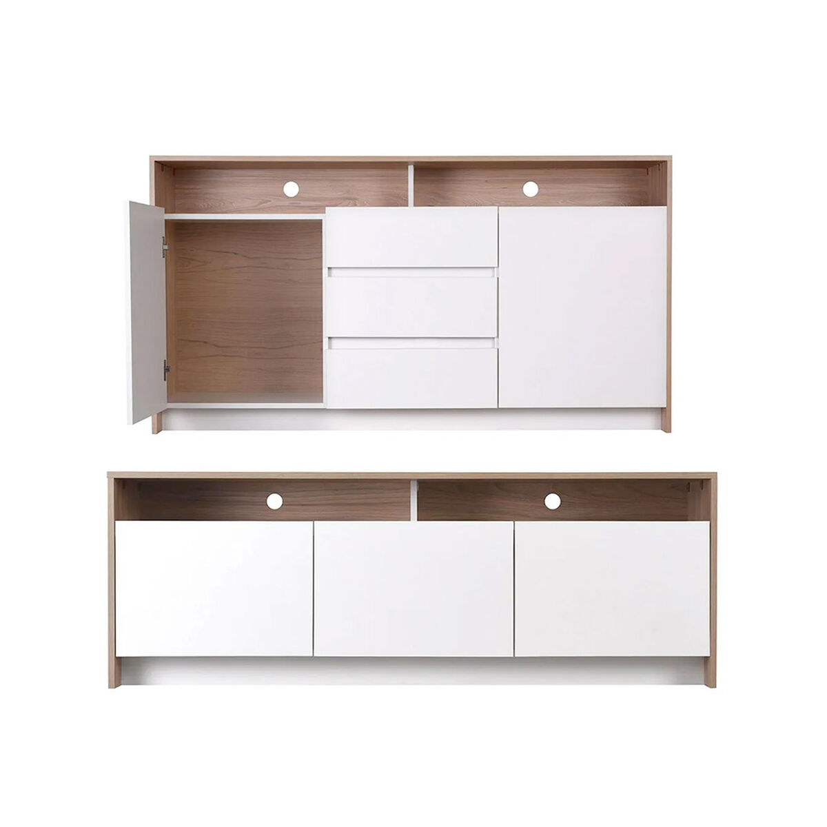 Rack TV Colb&uacute;n + Buffet CIC Olmo Blanco