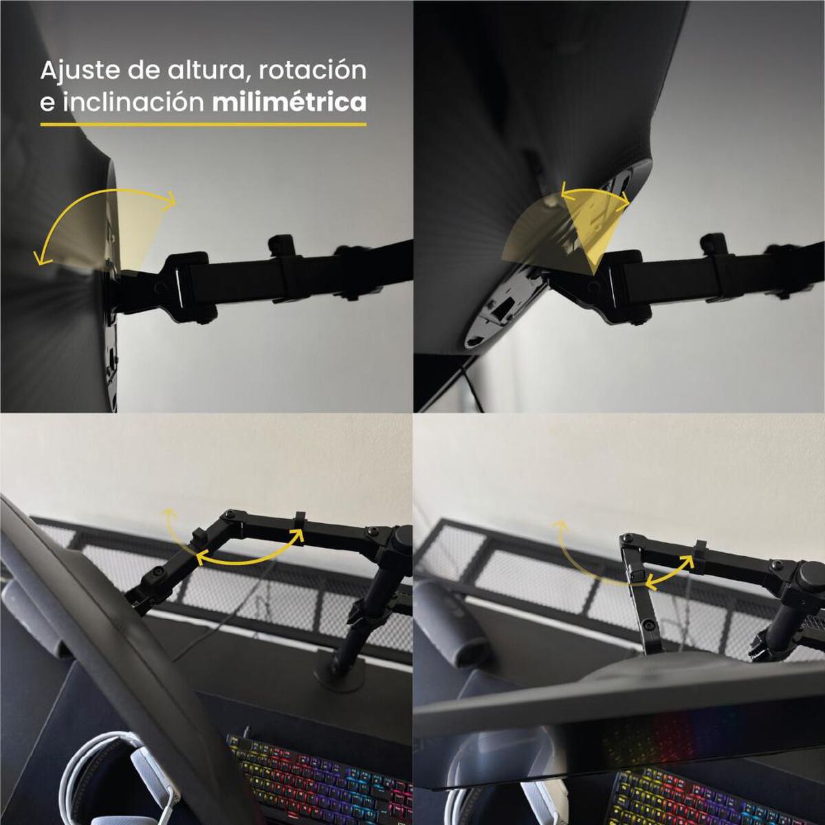 Soporte de Escritorio Levo Brazo Doble Monitor Negro