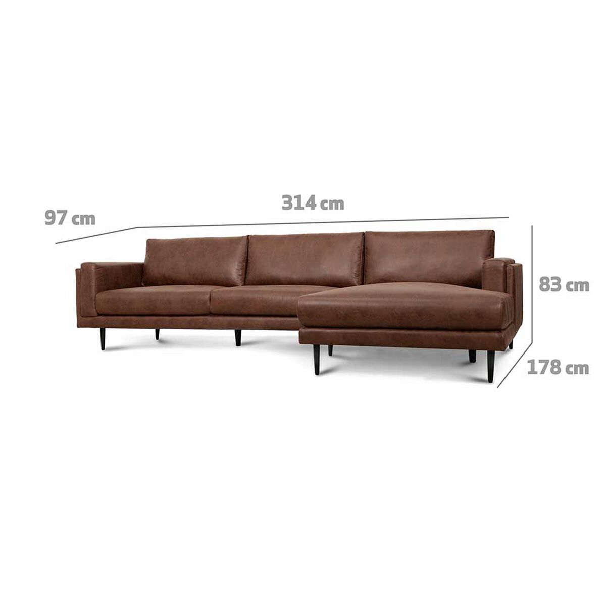 Sof&aacute; Seccional Derecho CIC Mart&iacute;n Badlands 5 Cuerpos Tabaco