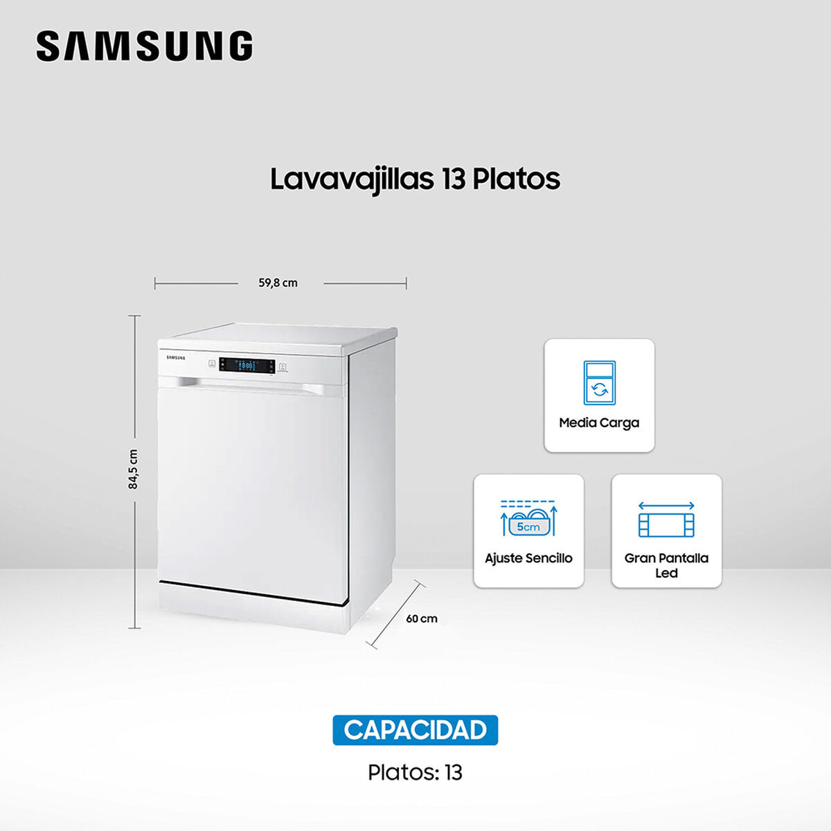 Lavavajillas Samsung DW60M6040F 13 Cubiertos