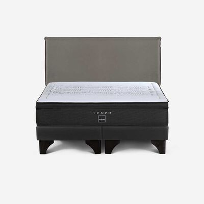 Imagen 1 del producto Cama Europea Rosen Base Dividida King Tempo + Respaldo Maurice Gris