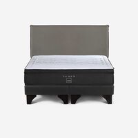 Cama Europea Rosen Base Dividida King Tempo + Respaldo Maurice Gris