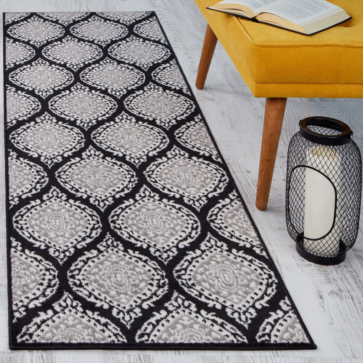 Alfombra De Pasillo Modalfo Kashan King 61 x 213 cm Negro