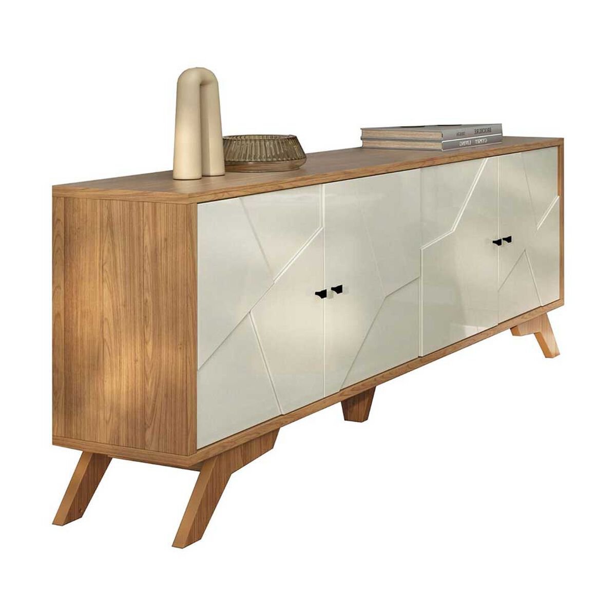Rack TV Roca Santos Blanco Roble Hasta 75"