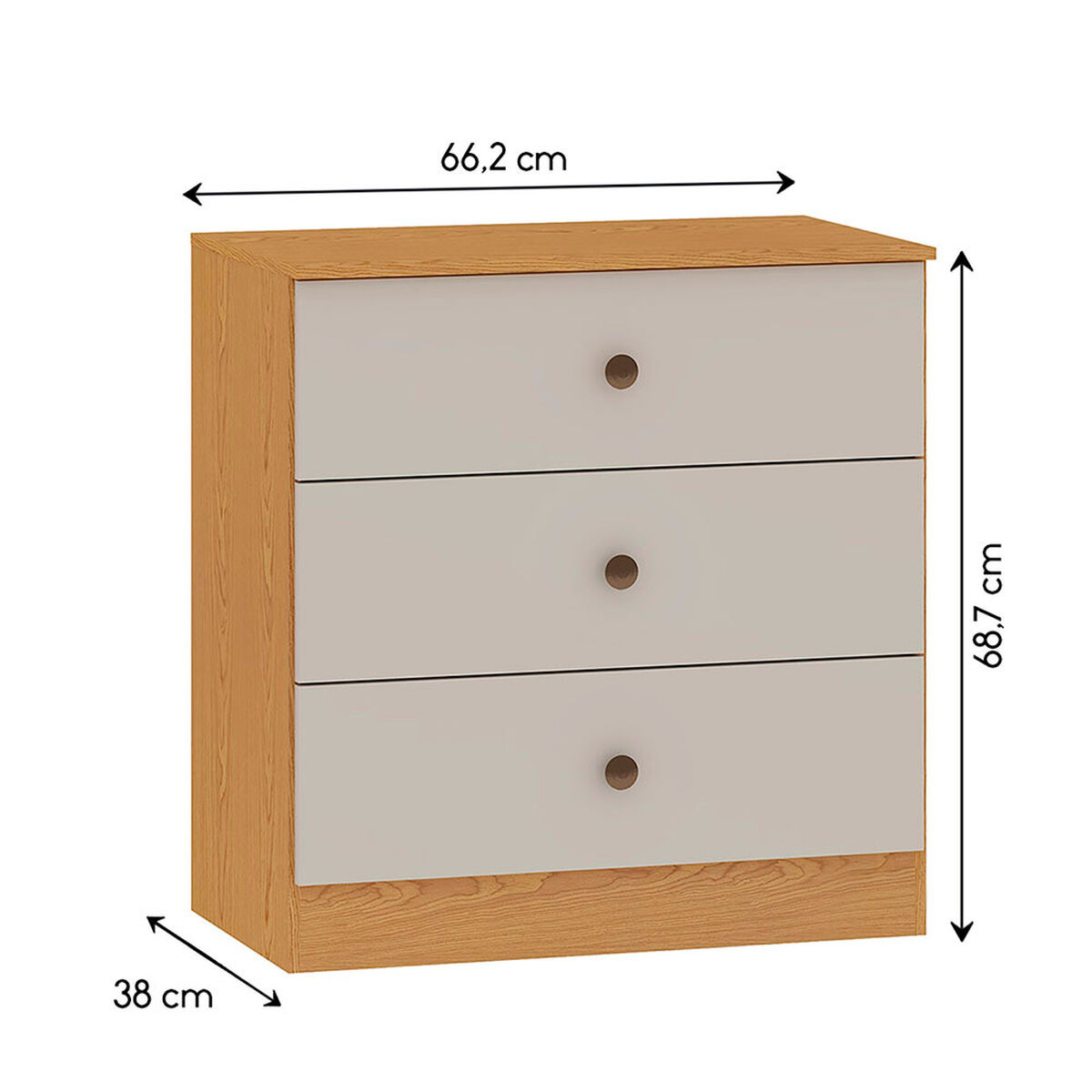 Combo Closet 3 Puertas 2 Cajones + C&oacute;moda 3 Cajones + Velador 2 Cajones Vekkahome Beige Caf&eacute;