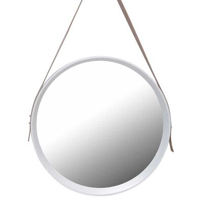Imagen 1 del producto Espejo Redondo Vgo con Correa Cuero Blanco 52 cm