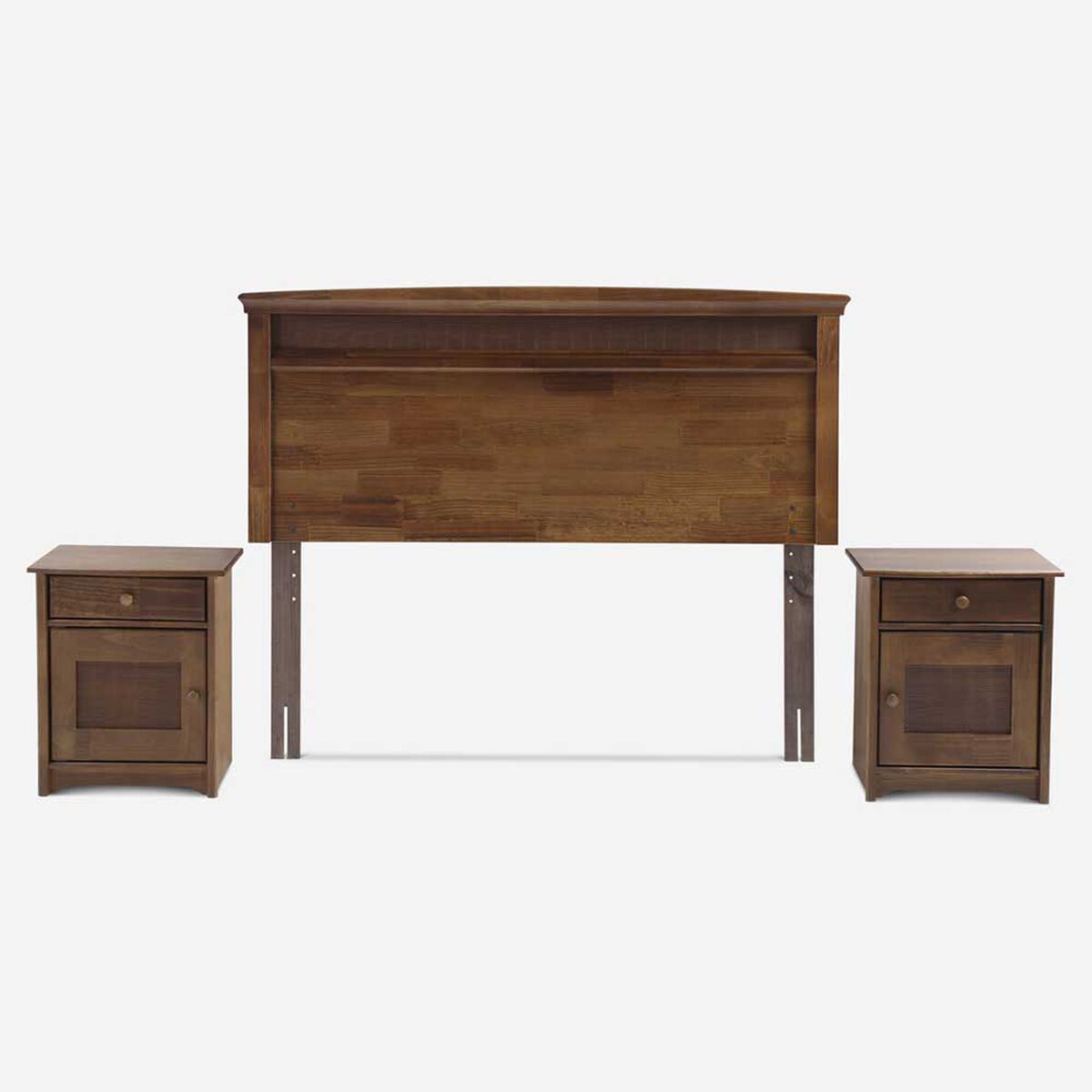 Cama Europea Rosen 2 Plazas Pratta + Respaldo + 2 Veladores Veneto