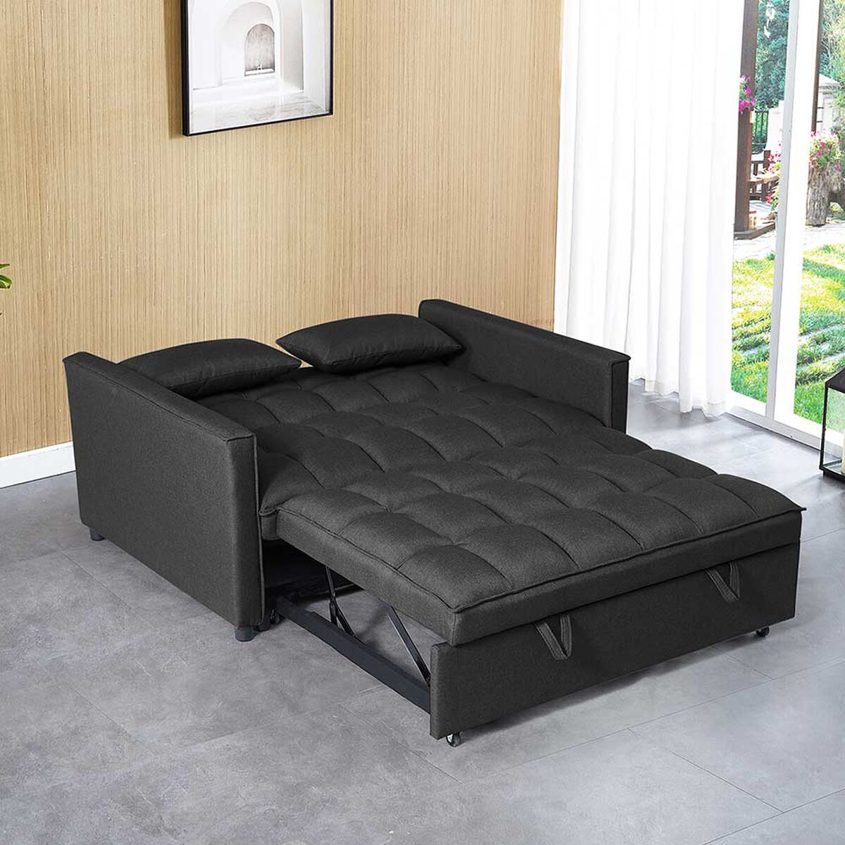 Futón Idetex Brela 2 Cuerpos Negro