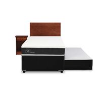 Cama Nido CIC 1,5 Plazas Superior 1 Plaza Inferior New Ortopedic Black + Respaldo + Velador New Villarrica