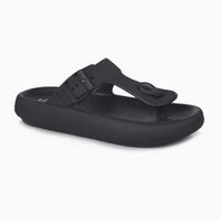 Sandalia Plana Mujer Icono Negro, Rosado