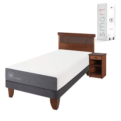 Imagen 2 del producto Cama Europea CIC 1 Plaza Smart + Respaldo + Velador New Dublin Caramelo