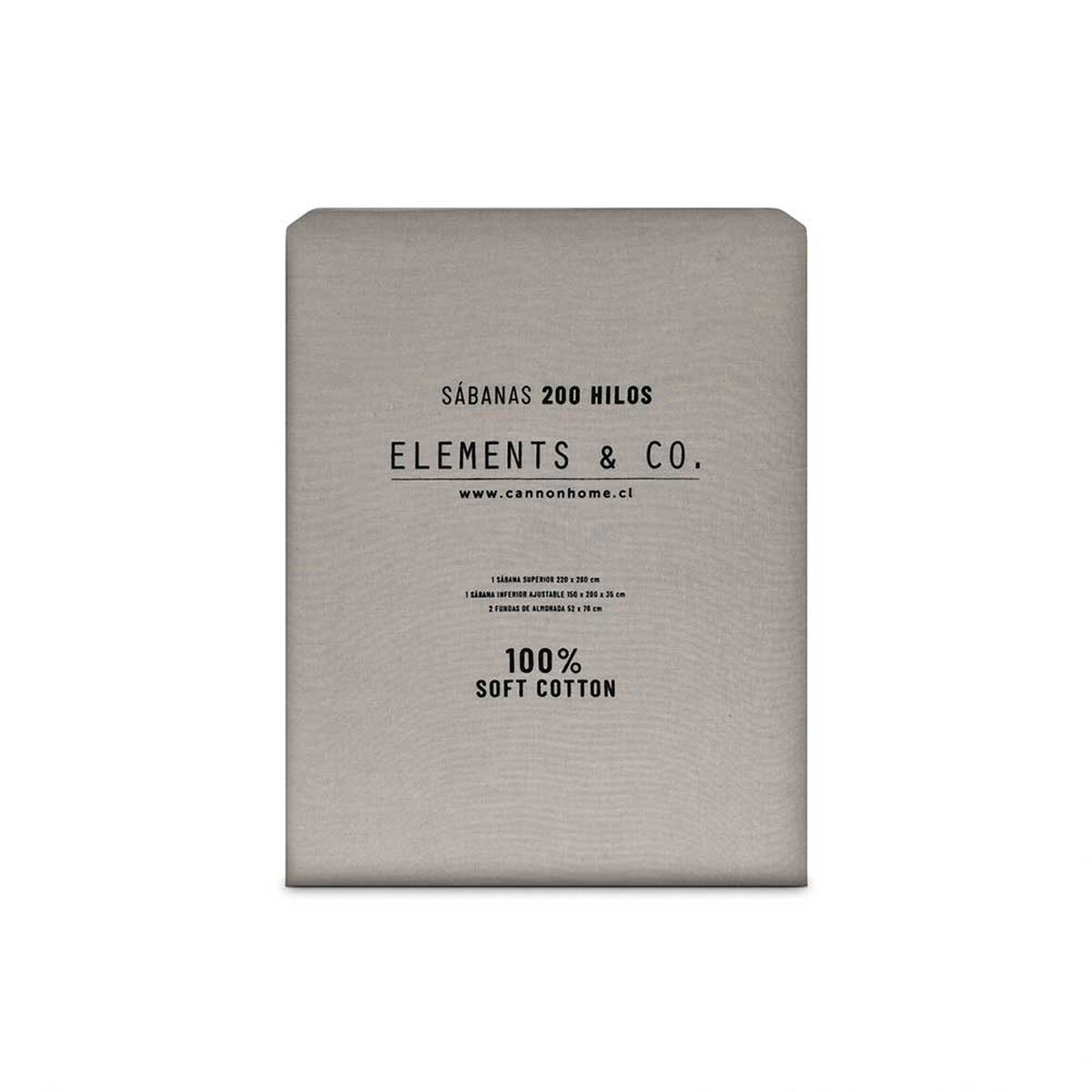 Juego de Sábanas Elements & Co 200 Hilos 1,5 Plazas Liso Beige
